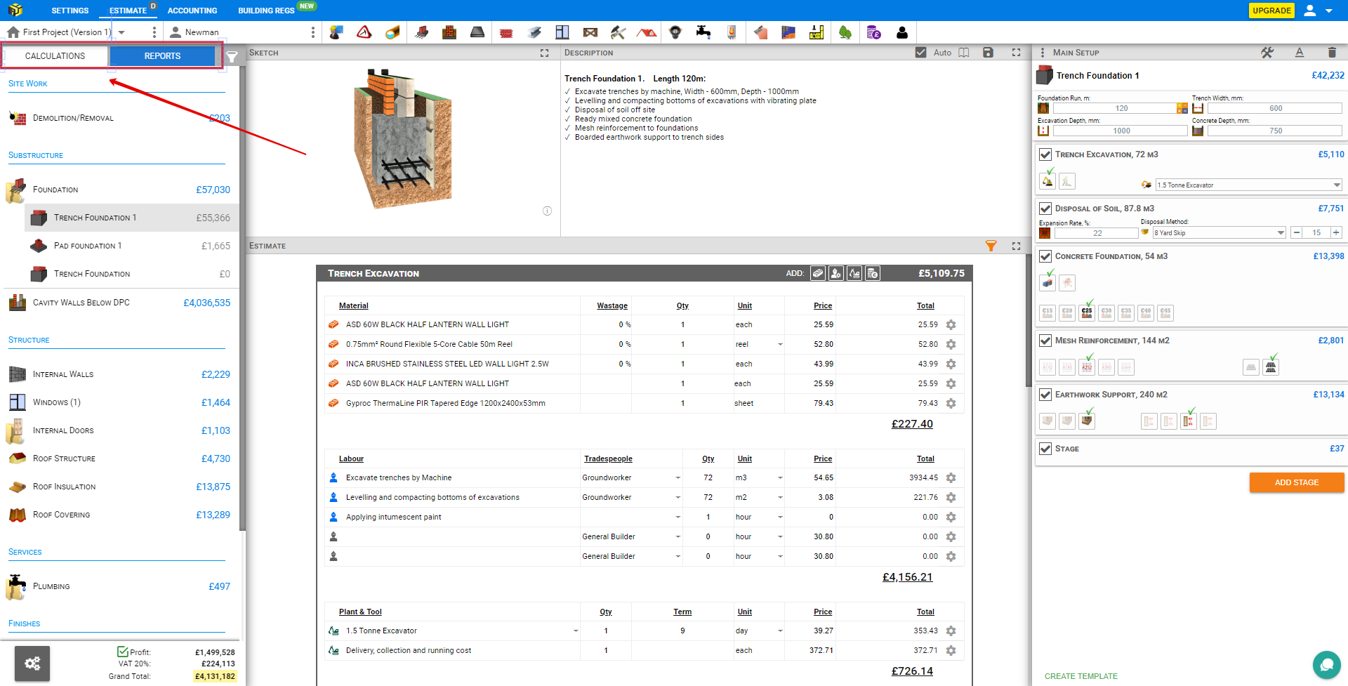 Switching between Calculation and Report